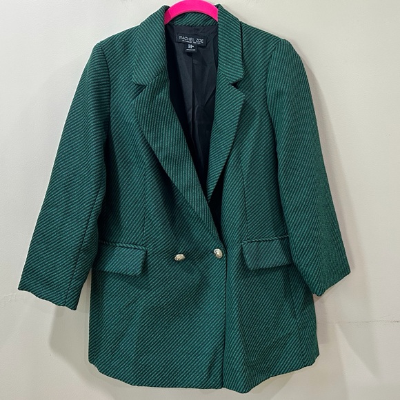 Rachel Zoe Jackets & Blazers - RACHEL ZOE Jacket Blazer Green Black Striped Double Breasted Women M Retro